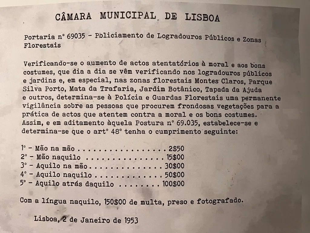Portaria nº69035 da Câmara Municipal de Lisboa (Reprodução do Museu do Aljube)