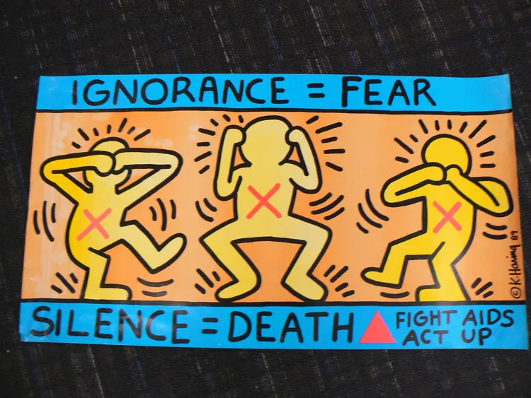 Keith Haring, 1989 — Ignorance=Fear Silence=Death Fight AIDS ACT UP