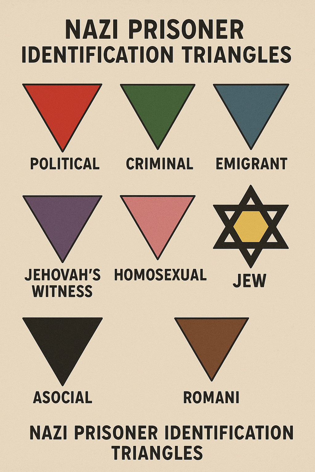 Gráfico de identificação de prisioneiros nos campos de concentração nazis.